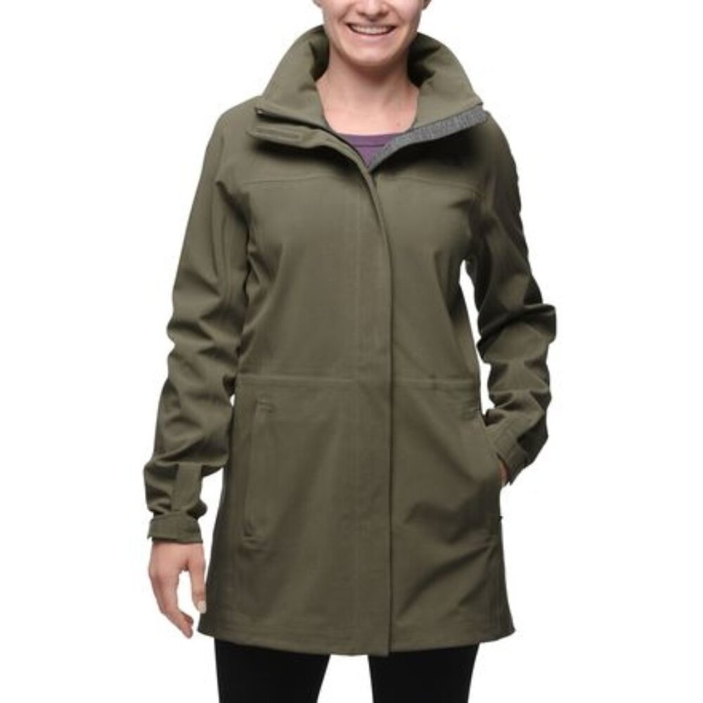 North Face Womens Apex Flex GORETEX Softshell Parka Jacket Coat Green Size XL